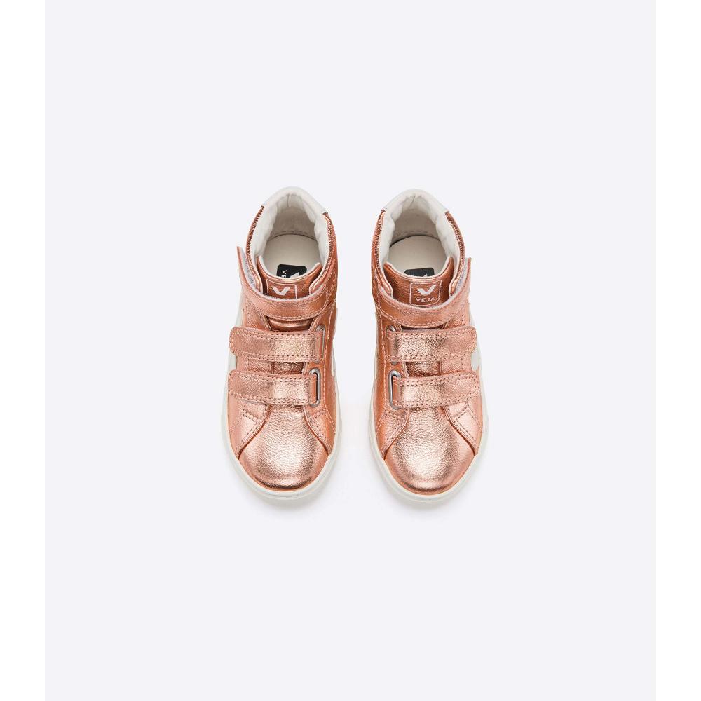 Veja ESPLAR MID LEATHER Kids' High Tops Gold | CA 681ILH